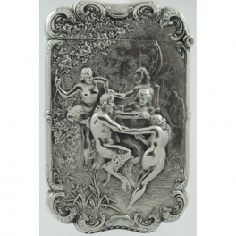 Match Safe Vesta W. B. Kerr Pan with Nudes c1900 Sterling Silver